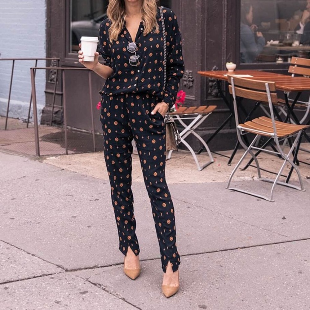 FREE PEOPLE shirt up top and pants set